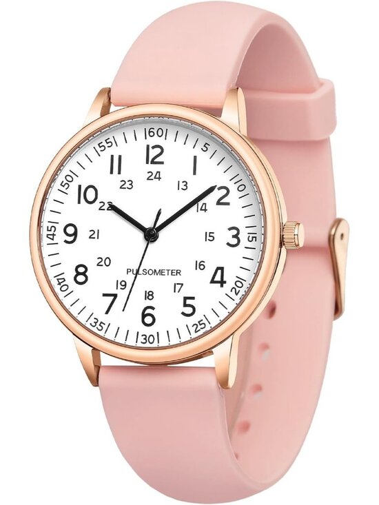 Women\'s Pink Analog Quartz Solid Silicone Band Read Dial Nurse Round Wrist Watch main image 6